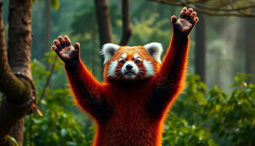 red panda arms up