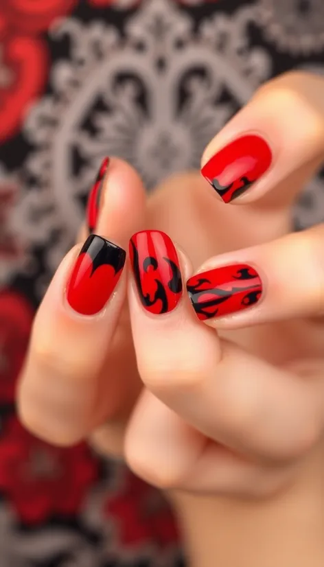 nail black red