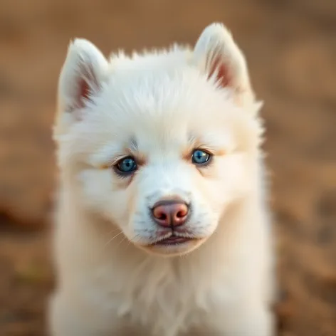 white husky with blue