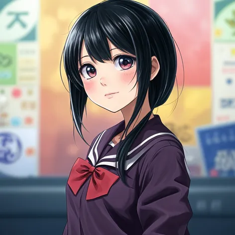 anime black hair girl