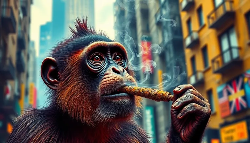 monkey smoking blunt