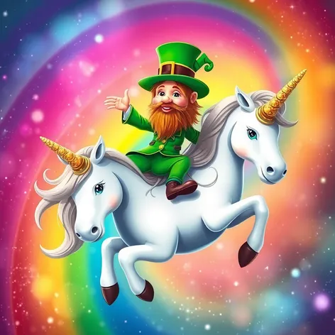 leprechaun on a unicorn