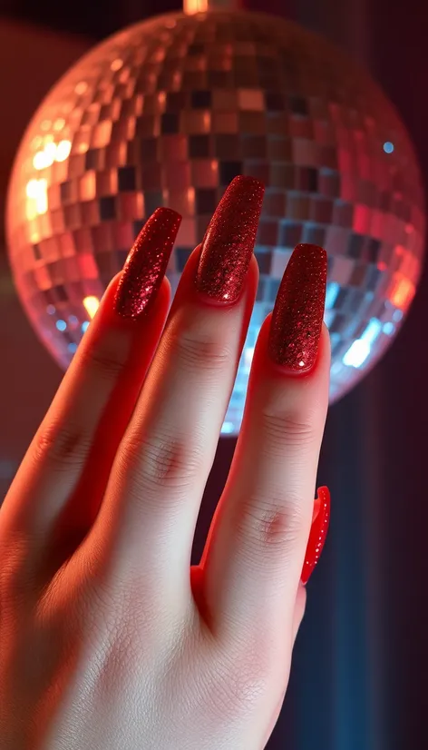 red sparkly nails