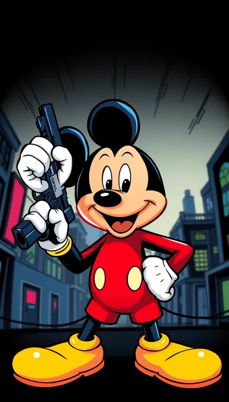 mickey mouse with gun