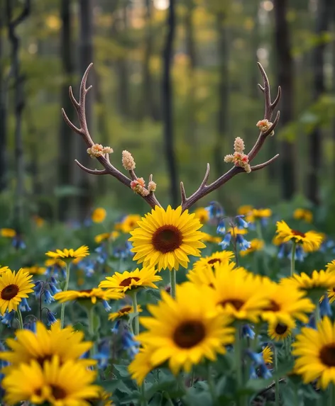 floral antlers blue bells