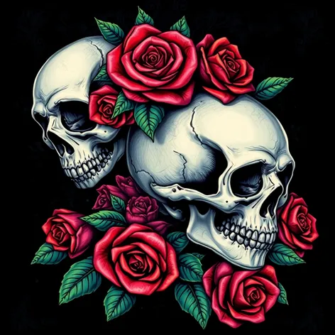 roses drawings with skulls