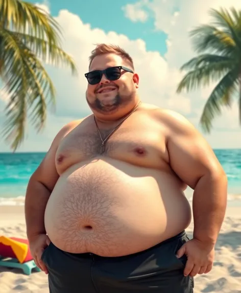 shirtless fat guy