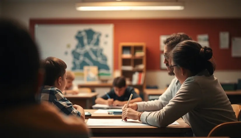 teacher watching students drawing