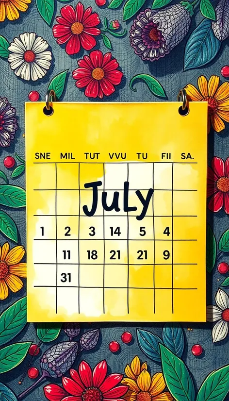 calendario cuadros mes julio