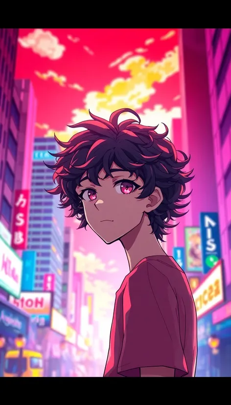 curly hair anime male