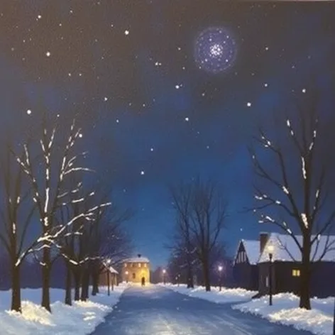 snowy night painting