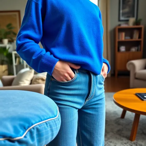 blue sweater and jeans