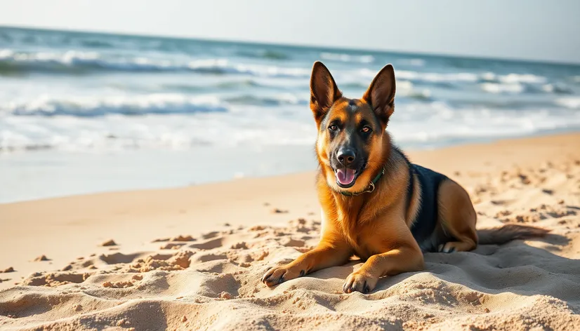 dog on the beach