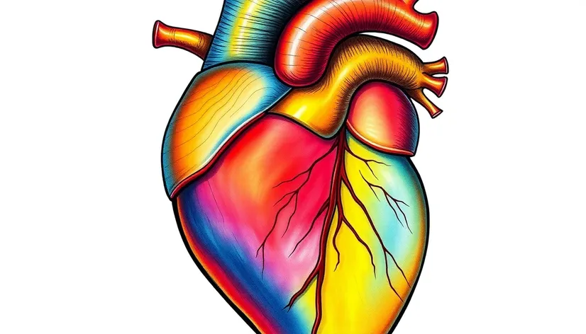 realistic human heart drawing