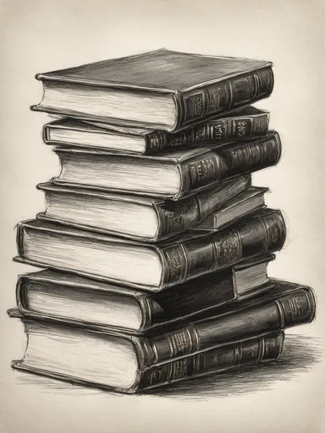 stack of books drawing