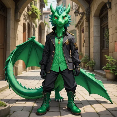 Anthro green male dragon