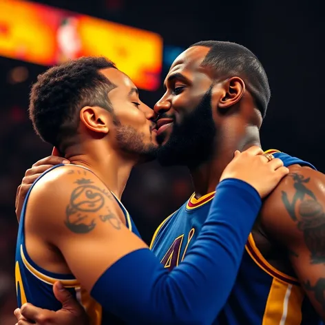 steph and lebron kiss