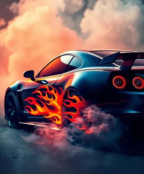 fast car icon flames