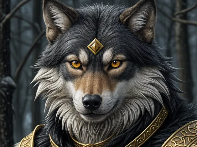 black and gold wolf