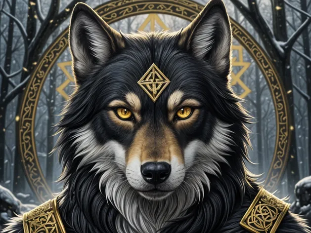 black and gold wolf