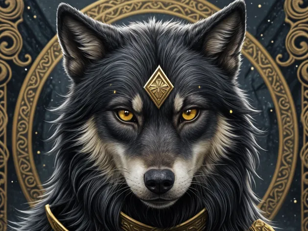 black and gold wolf