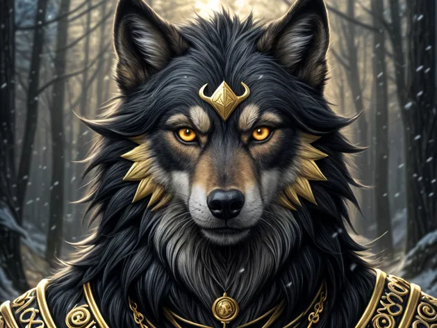 black and gold wolf