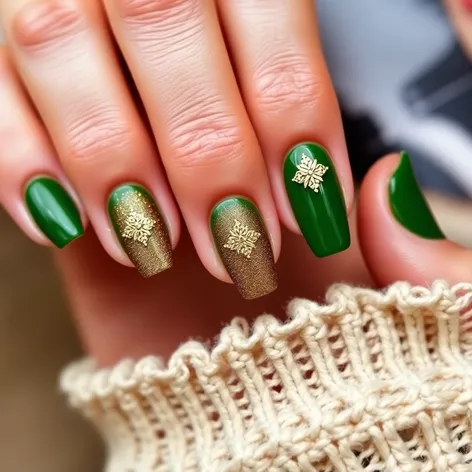 green and gold nails