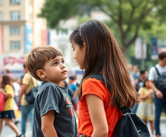 boy and girl facing