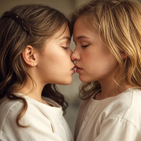 two young girls kissing