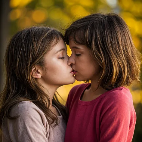 two young girls kissing