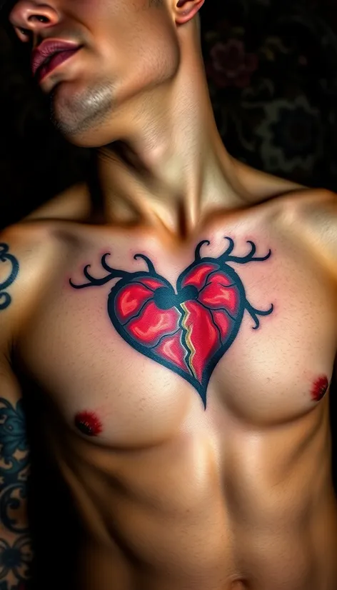 broken heart tattoo on