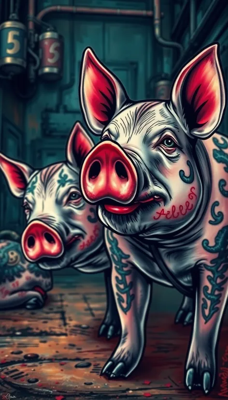 tattooed pigs