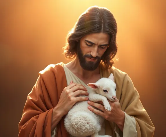 jesus holding a lamb