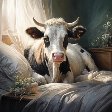 polled Holstein in bed