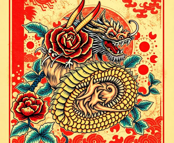 rose dragon tattoo