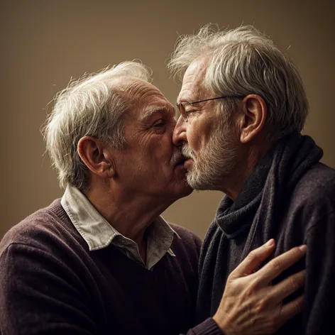 An old man kissing