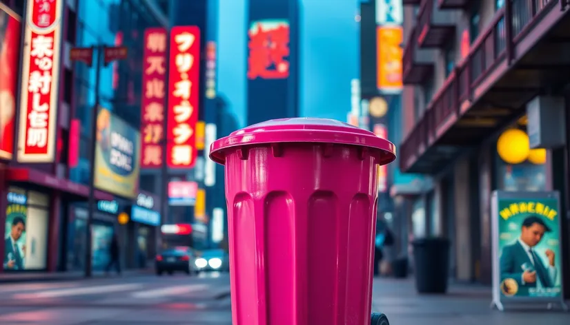 pink trash can