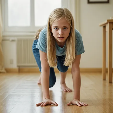 Teenage girl, long blonde