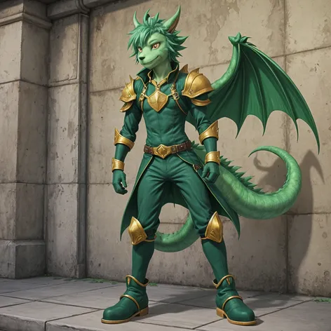 Anthro green male dragon