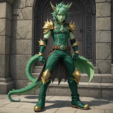 Anthro green male dragon