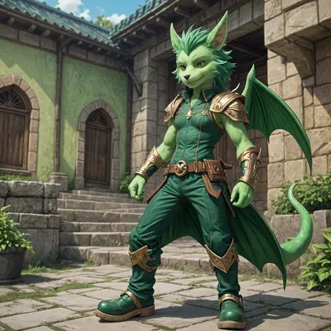 Anthro green male dragon