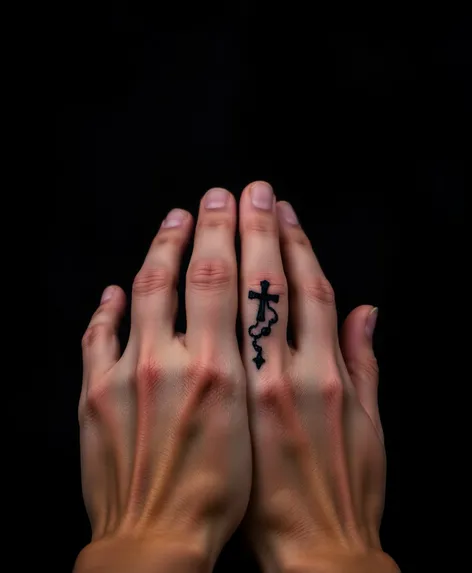 hands with rosary tattoo