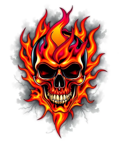 skull flames tattoo designs