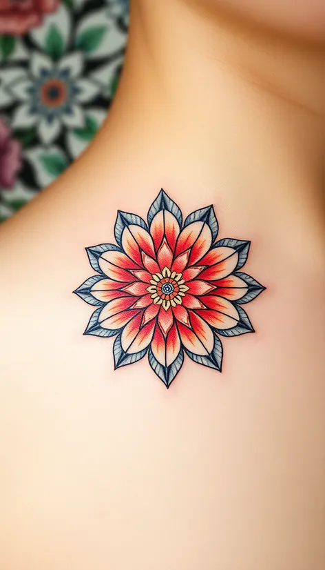 circle flower tattoo