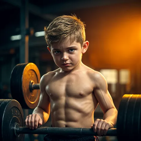 Small cute boy deadlift