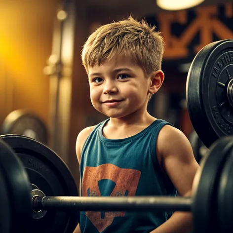 Small cute boy deadlift