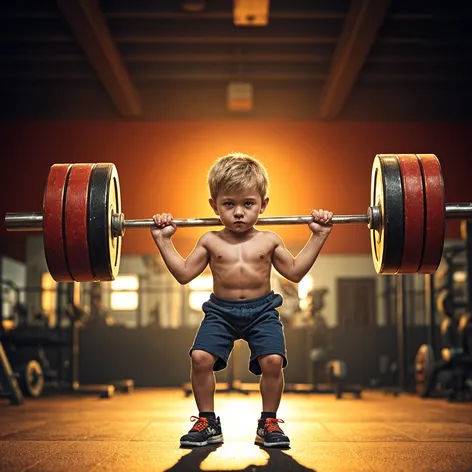 Small cute boy deadlift