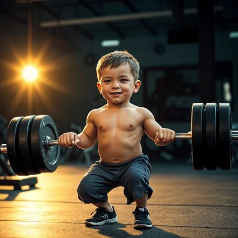 Small cute boy deadlift