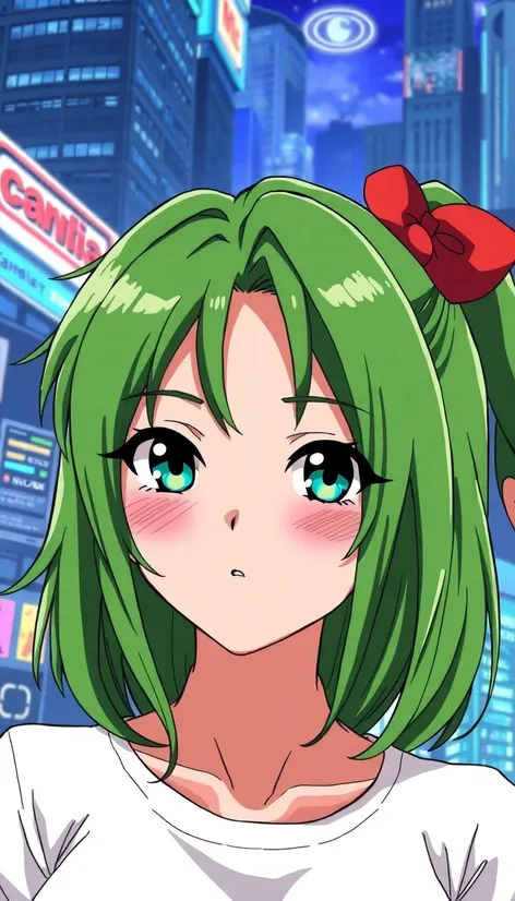 green hair anime character