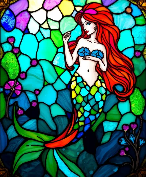 mermaid stained glass